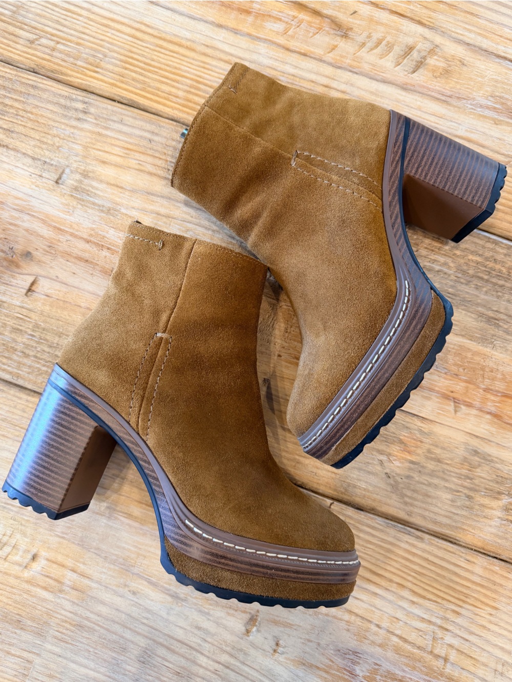 Steve Madden Suede Platform Ankle Boots in Camel Brown